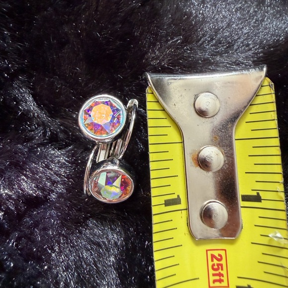 Touchstone Crystal by Swarovski Aurora Borealis Pierced Drop Earrings NWOT - Picture 2 of 4